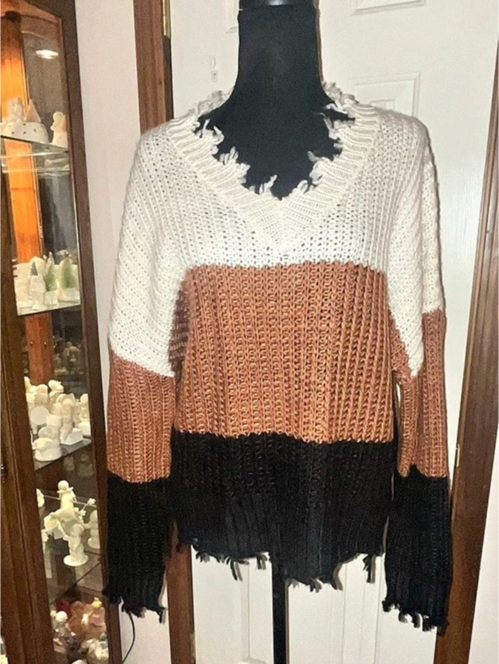 HYFVE Color Block boho casual Fringe Sweater